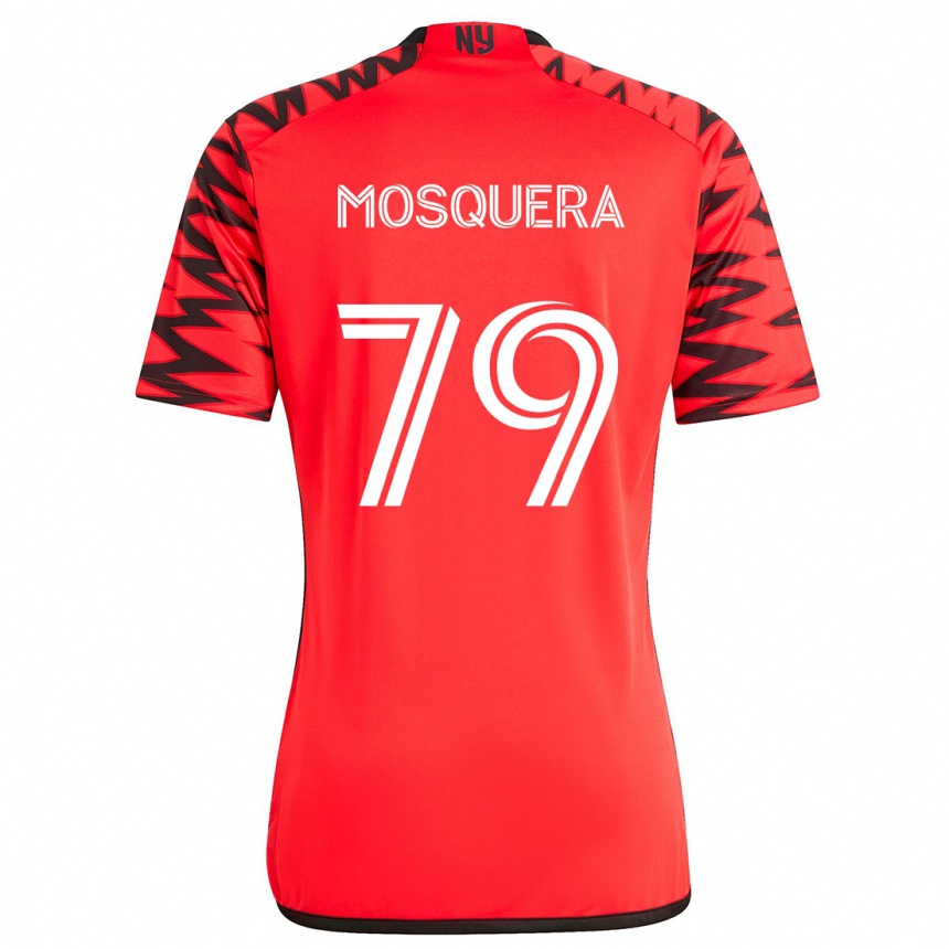 Niño Fútbol Camiseta Rafael Mosquera #79 Rojo Negro Blanco 2ª Equipación 2024/25