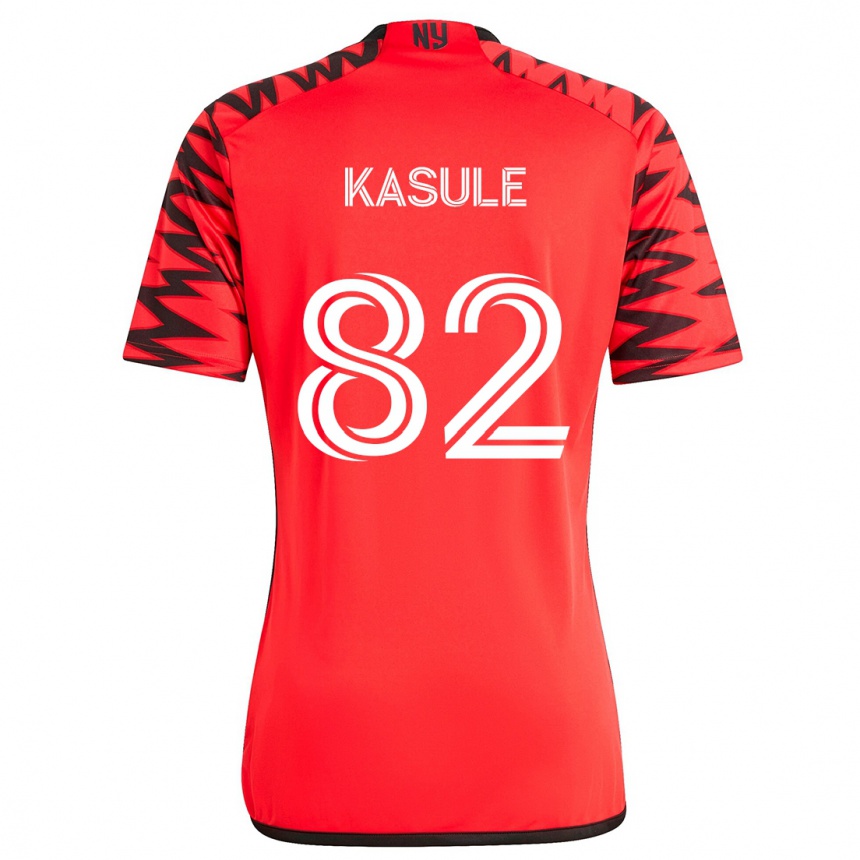 Niño Fútbol Camiseta Ibrahim Kasule #82 Rojo Negro Blanco 2ª Equipación 2024/25