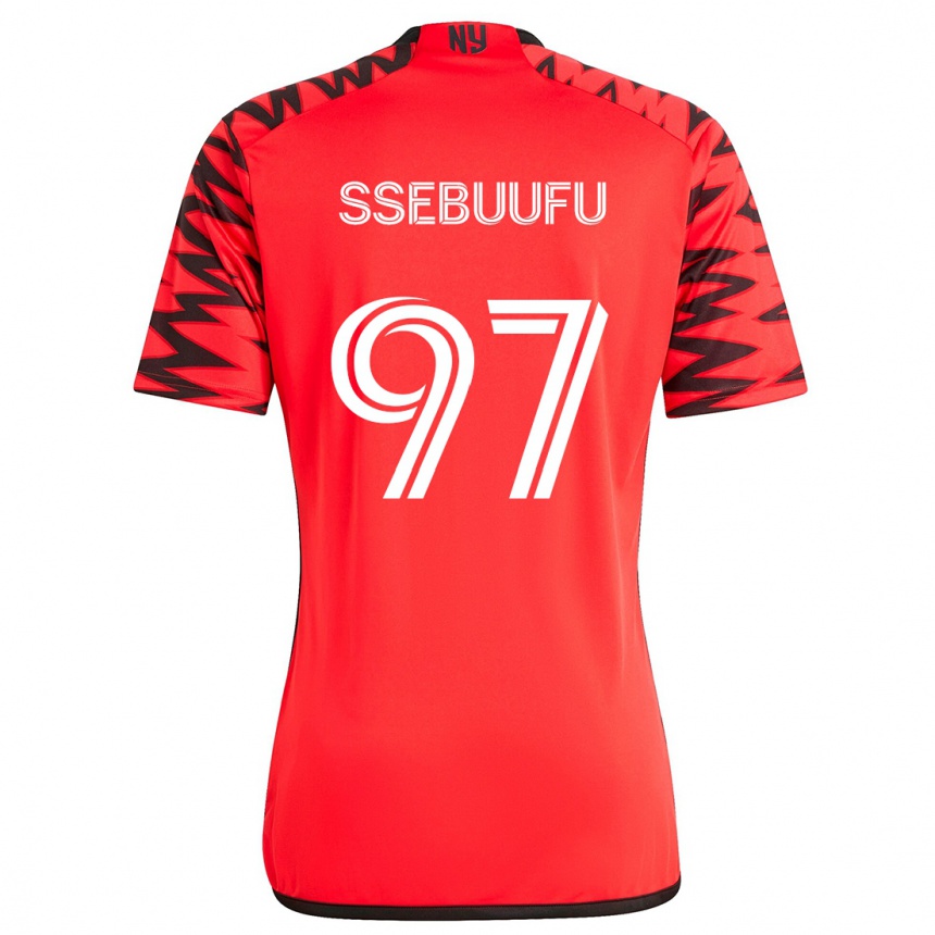 Niño Fútbol Camiseta Frank Ssebuufu #97 Rojo Negro Blanco 2ª Equipación 2024/25