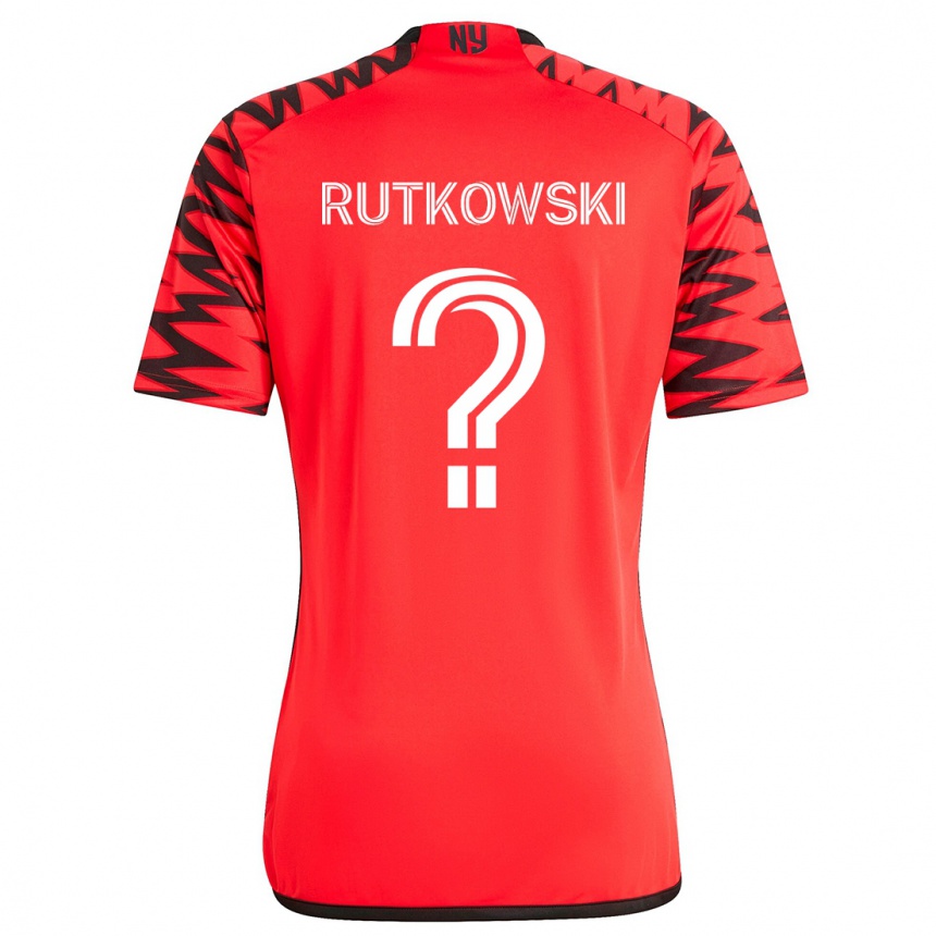 Niño Fútbol Camiseta Alan Rutkowski #0 Rojo Negro Blanco 2ª Equipación 2024/25