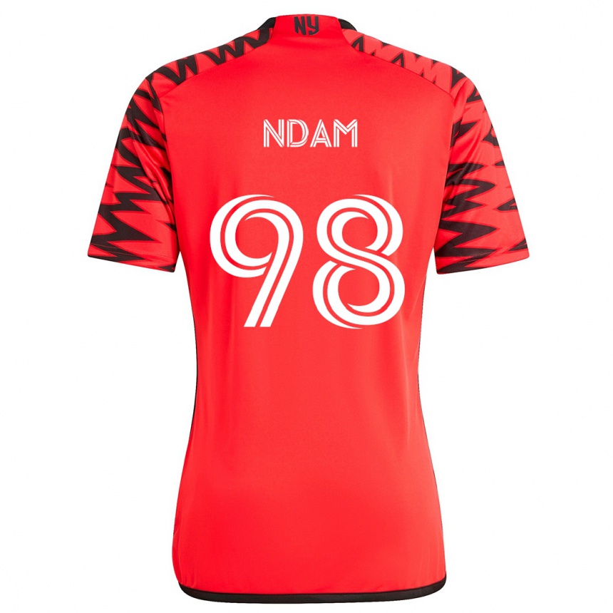 Niño Fútbol Camiseta Hassan Ndam #98 Rojo Negro Blanco 2ª Equipación 2024/25