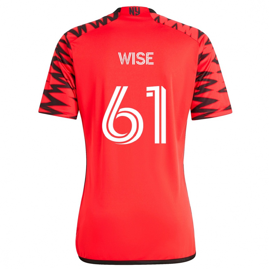 Niño Fútbol Camiseta Henry Wise #61 Rojo Negro Blanco 2ª Equipación 2024/25