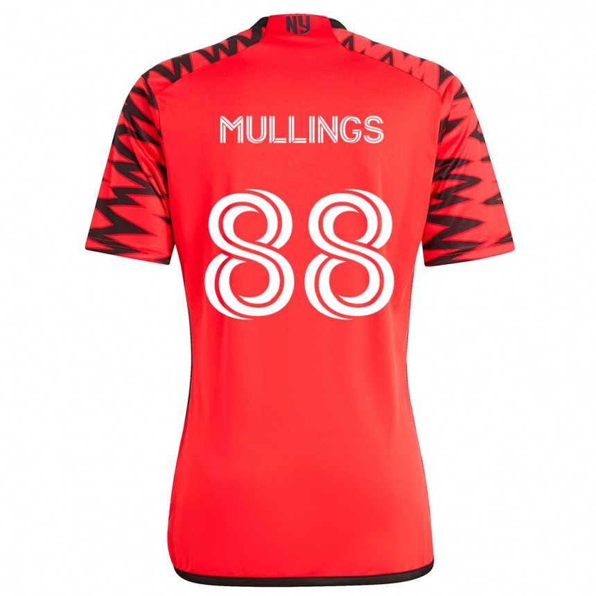 Niño Fútbol Camiseta O'vonte Mullings #88 Rojo Negro Blanco 2ª Equipación 2024/25