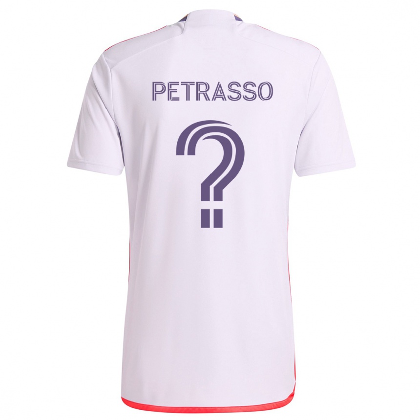 Niño Fútbol Camiseta Luca Petrasso #0 Blanco Rojo Púrpura 2ª Equipación 2024/25