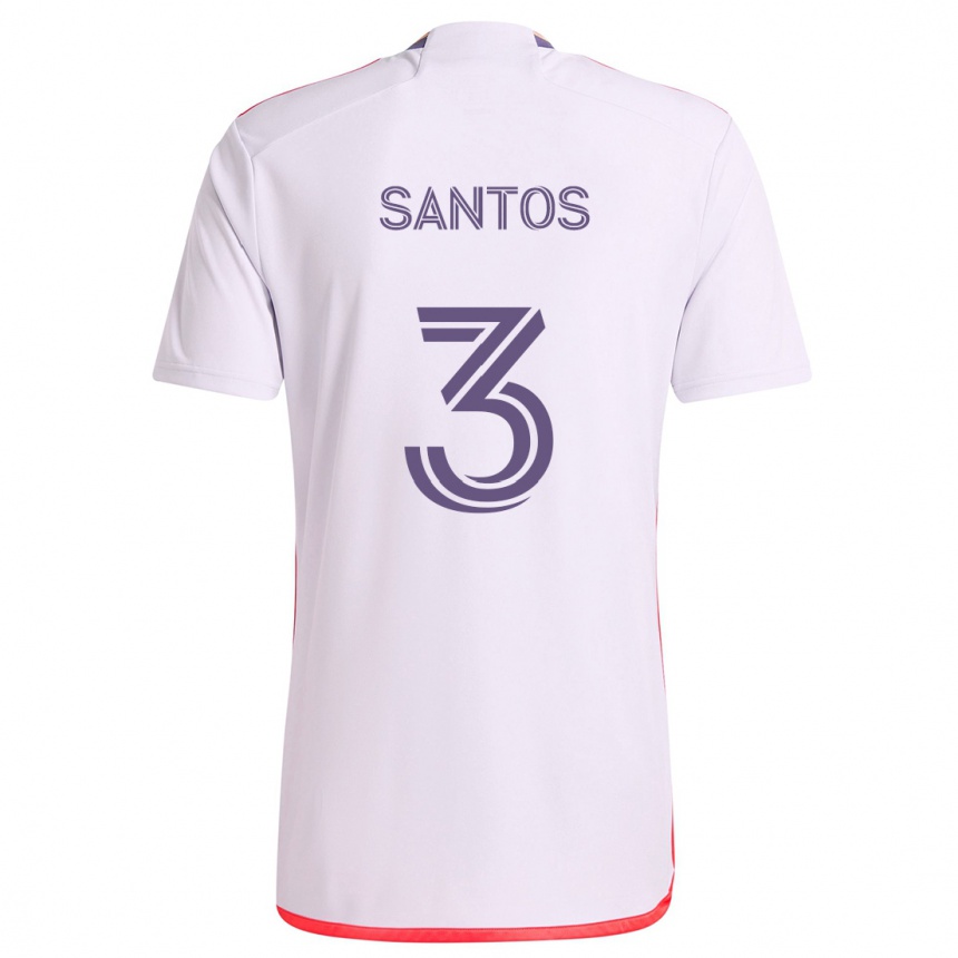 Niño Fútbol Camiseta Rafael Santos #3 Blanco Rojo Púrpura 2ª Equipación 2024/25