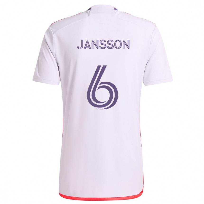 Niño Fútbol Camiseta Robin Jansson #6 Blanco Rojo Púrpura 2ª Equipación 2024/25