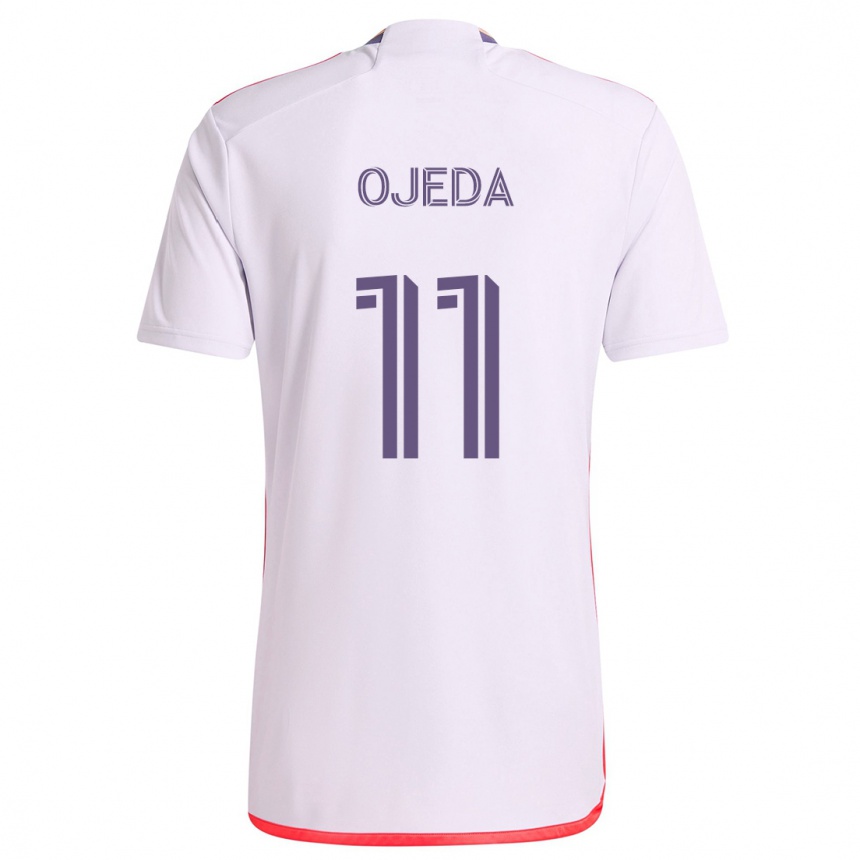 Niño Fútbol Camiseta Martín Ojeda #11 Blanco Rojo Púrpura 2ª Equipación 2024/25