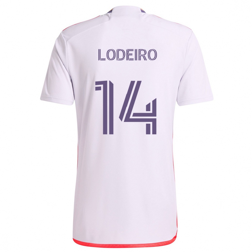 Niño Fútbol Camiseta Nicolás Lodeiro #14 Blanco Rojo Púrpura 2ª Equipación 2024/25