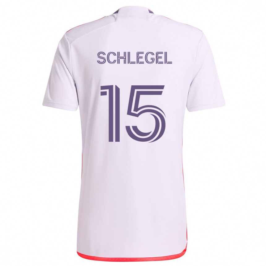 Niño Fútbol Camiseta Rodrigo Schlegel #15 Blanco Rojo Púrpura 2ª Equipación 2024/25