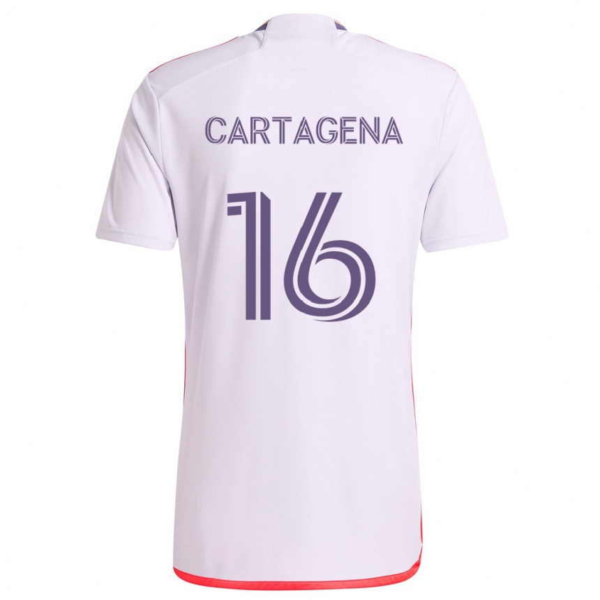 Niño Fútbol Camiseta Wilder Cartagena #16 Blanco Rojo Púrpura 2ª Equipación 2024/25