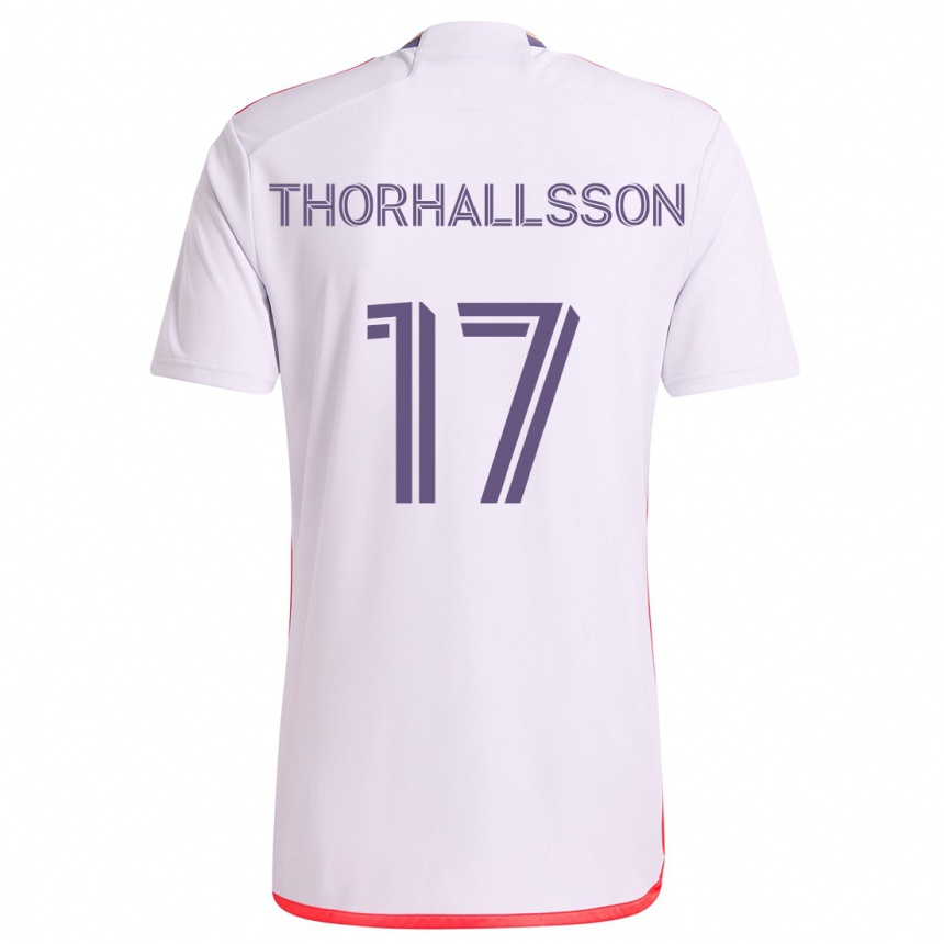 Niño Fútbol Camiseta Dagur Dan Thórhallsson #17 Blanco Rojo Púrpura 2ª Equipación 2024/25