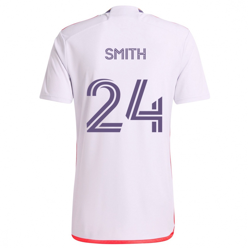 Niño Fútbol Camiseta Kyle Smith #24 Blanco Rojo Púrpura 2ª Equipación 2024/25