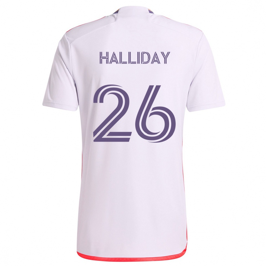 Niño Fútbol Camiseta Michael Halliday #26 Blanco Rojo Púrpura 2ª Equipación 2024/25