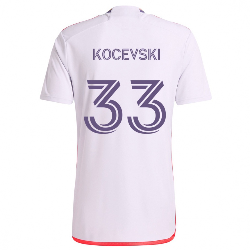 Niño Fútbol Camiseta Jeorgio Kocevski #33 Blanco Rojo Púrpura 2ª Equipación 2024/25