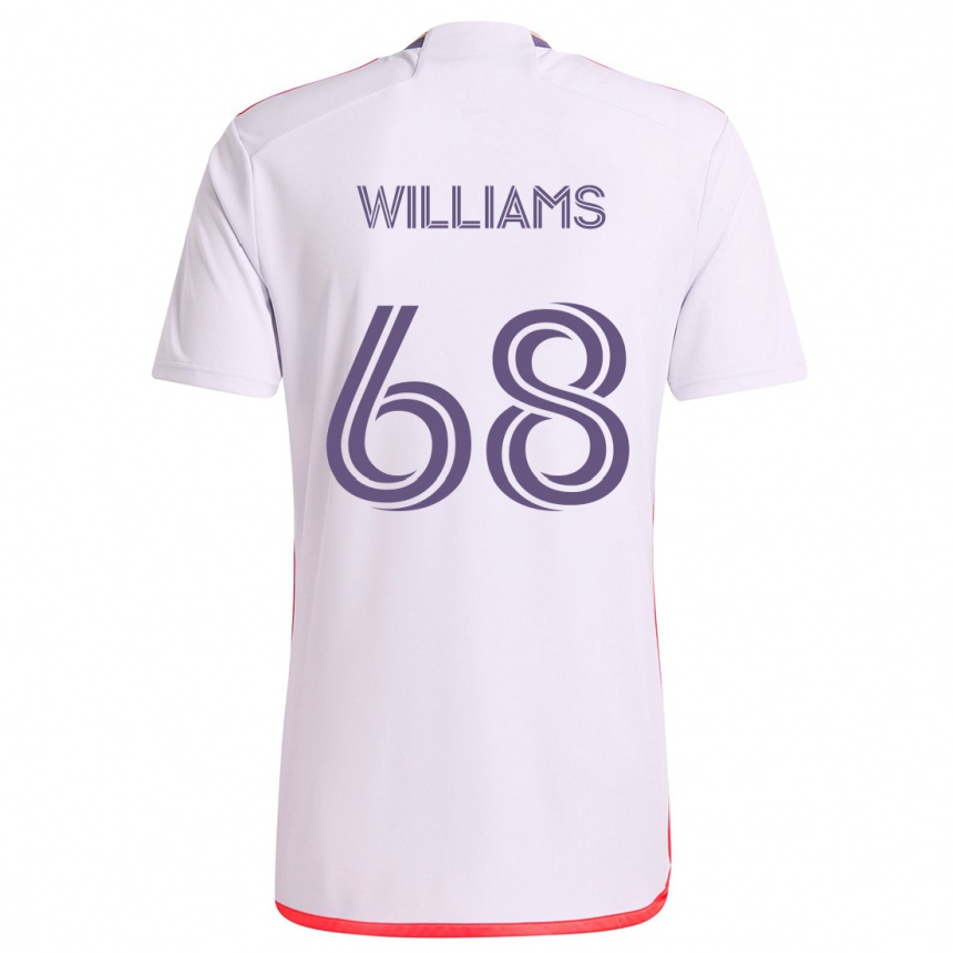 Niño Fútbol Camiseta Thomas Williams #68 Blanco Rojo Púrpura 2ª Equipación 2024/25