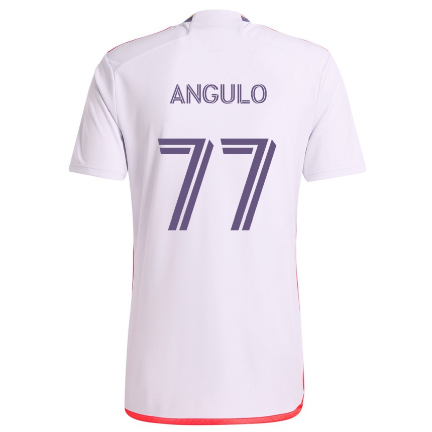 Niño Fútbol Camiseta Iván Angulo #77 Blanco Rojo Púrpura 2ª Equipación 2024/25