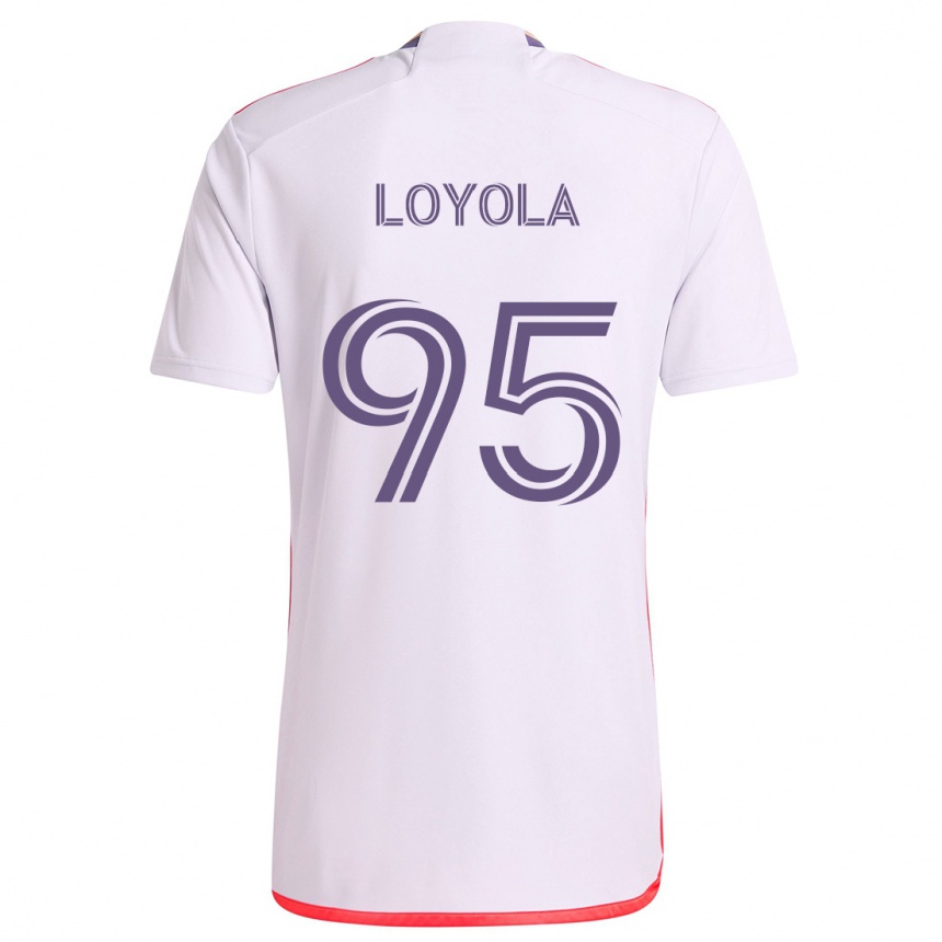 Niño Fútbol Camiseta Favian Loyola #95 Blanco Rojo Púrpura 2ª Equipación 2024/25