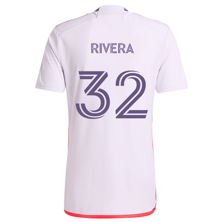 Niño Fútbol Camiseta Wilfredo Rivera #32 Blanco Rojo Púrpura 2ª Equipación 2024/25