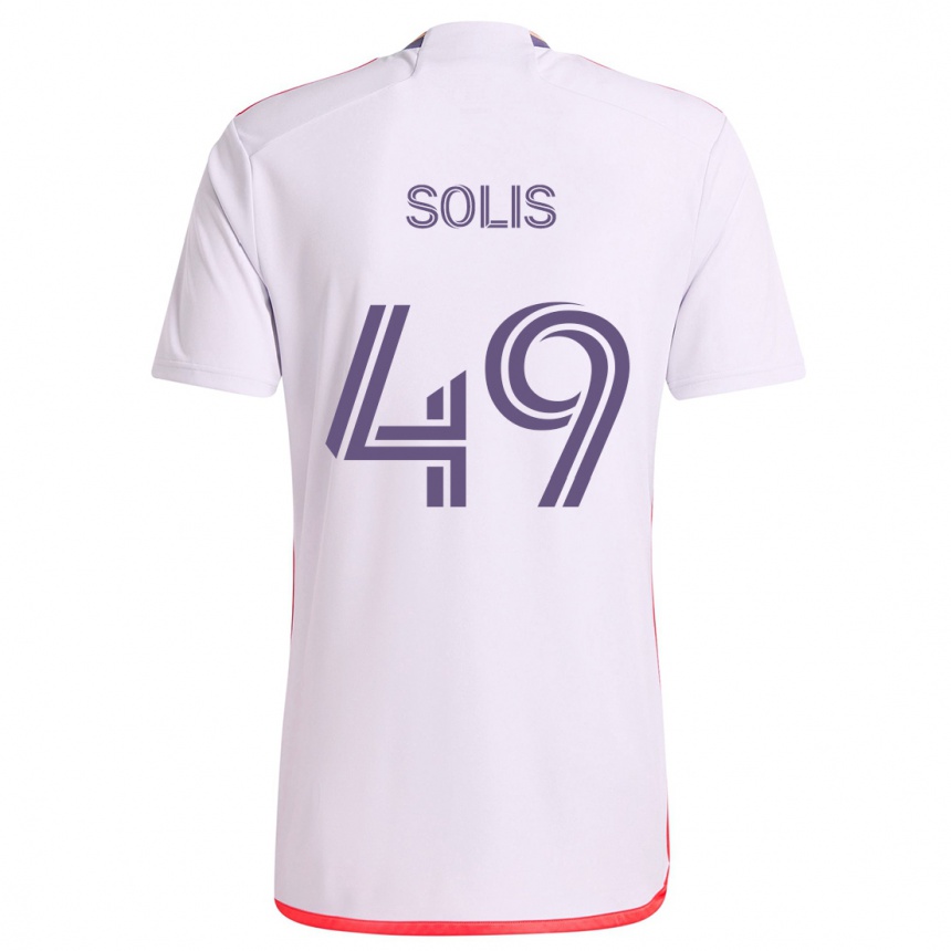 Niño Fútbol Camiseta Jhon Solís #49 Blanco Rojo Púrpura 2ª Equipación 2024/25