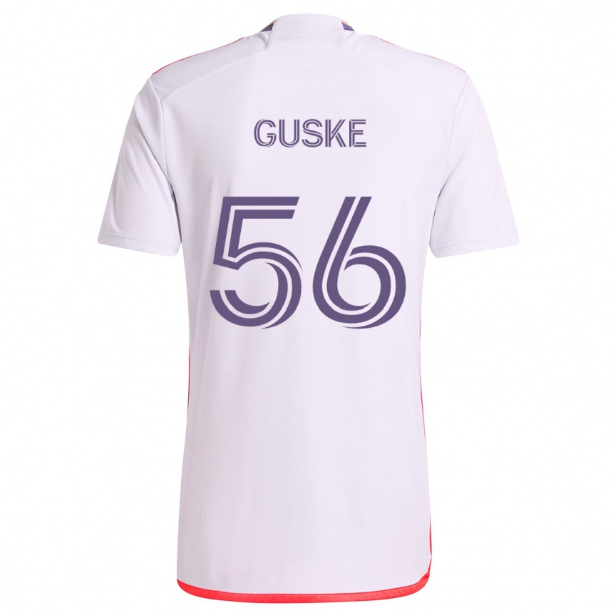 Niño Fútbol Camiseta Colin Guske #56 Blanco Rojo Púrpura 2ª Equipación 2024/25