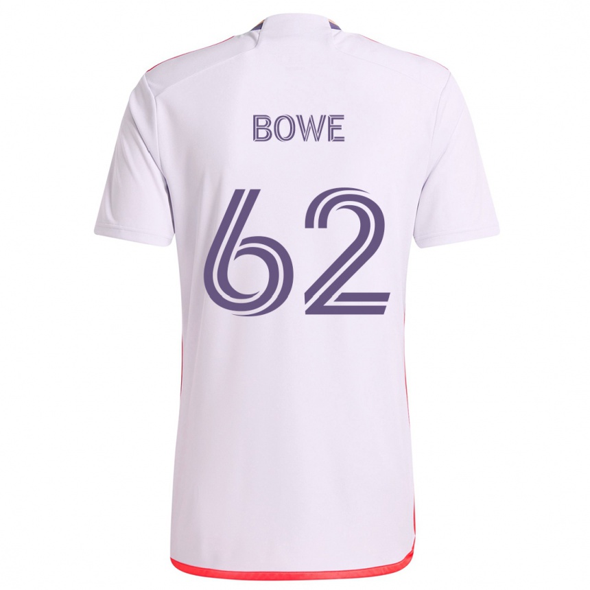 Niño Fútbol Camiseta Thomas Bowe #62 Blanco Rojo Púrpura 2ª Equipación 2024/25