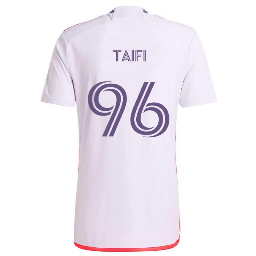 Niño Fútbol Camiseta Zakaria Taifi #96 Blanco Rojo Púrpura 2ª Equipación 2024/25