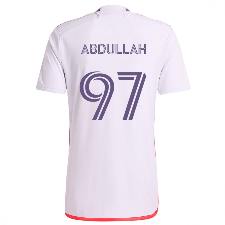 Niño Fútbol Camiseta Majed Abdullah #97 Blanco Rojo Púrpura 2ª Equipación 2024/25