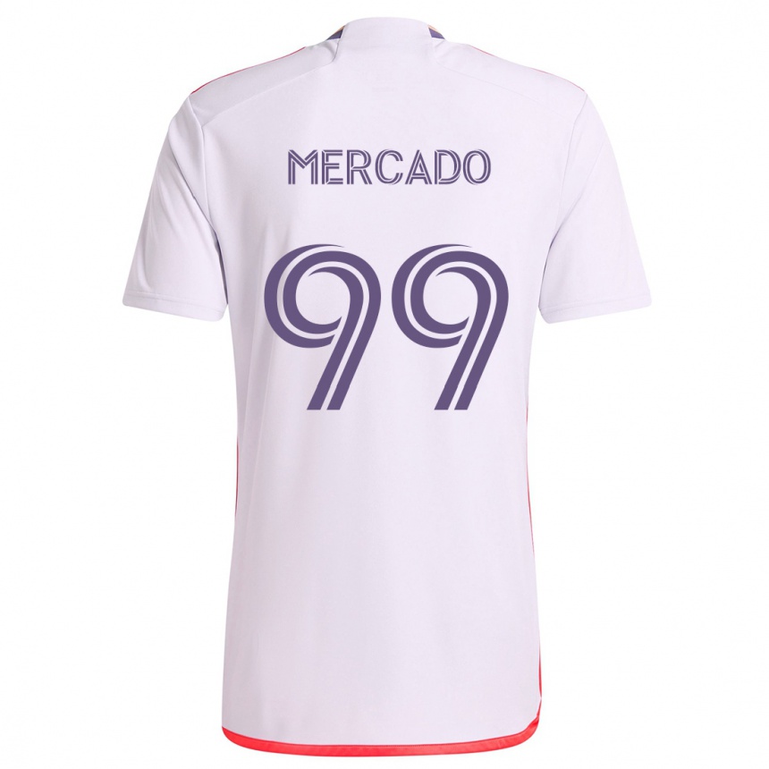 Niño Fútbol Camiseta Carlos Mercado #99 Blanco Rojo Púrpura 2ª Equipación 2024/25