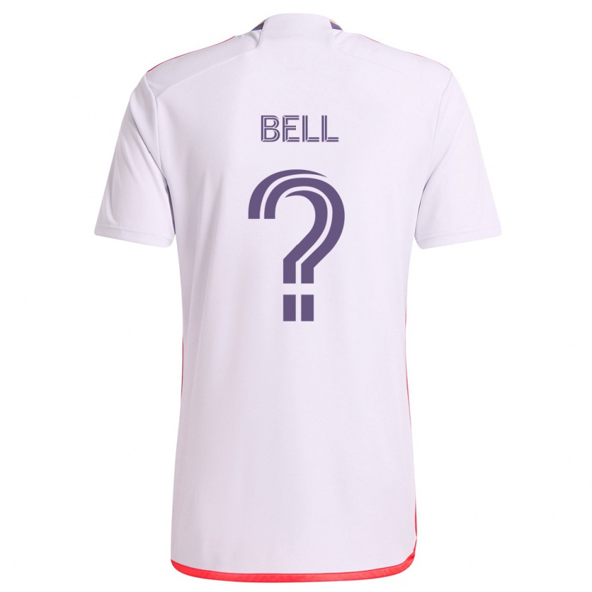 Niño Fútbol Camiseta Dominic Bell #0 Blanco Rojo Púrpura 2ª Equipación 2024/25