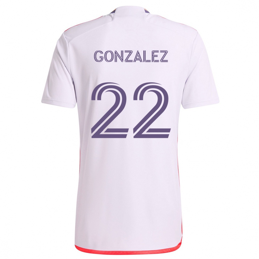 Niño Fútbol Camiseta Gastón González #22 Blanco Rojo Púrpura 2ª Equipación 2024/25