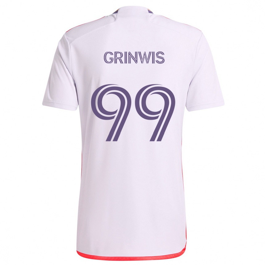 Niño Fútbol Camiseta Adam Grinwis #99 Blanco Rojo Púrpura 2ª Equipación 2024/25