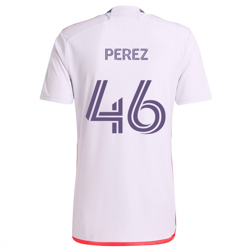 Niño Fútbol Camiseta Franco Pérez #46 Blanco Rojo Púrpura 2ª Equipación 2024/25