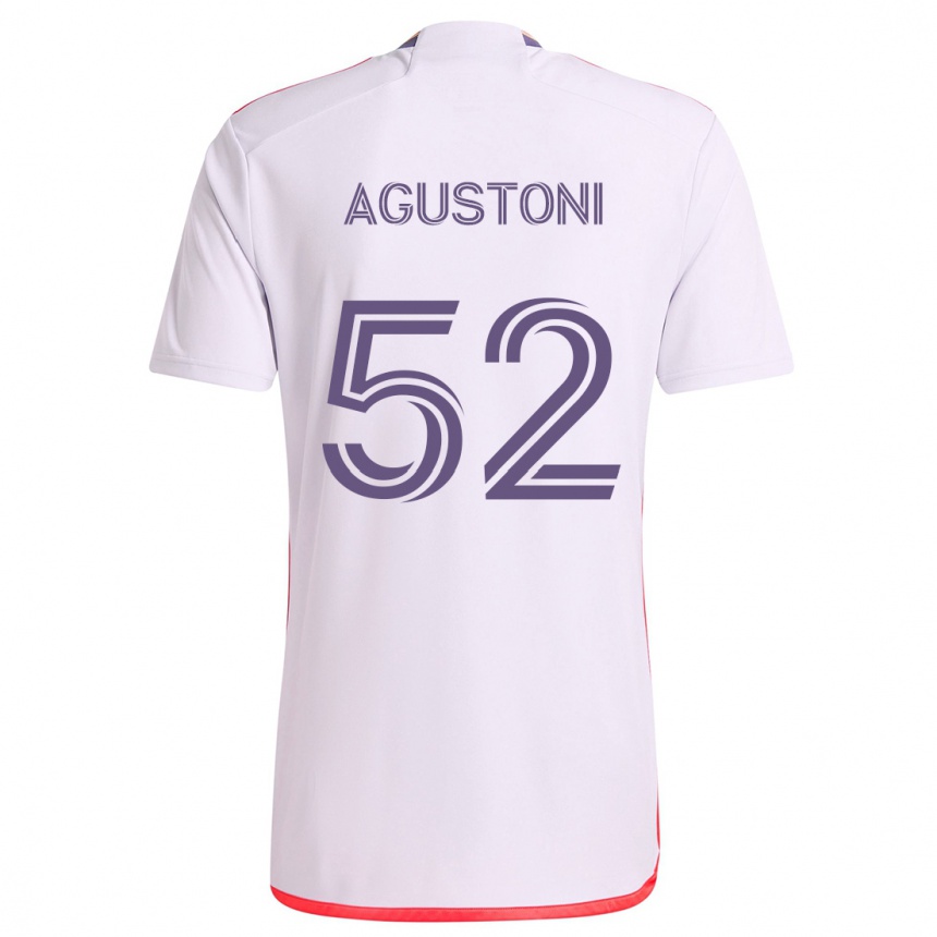 Niño Fútbol Camiseta Gonzalo Agustoni #52 Blanco Rojo Púrpura 2ª Equipación 2024/25