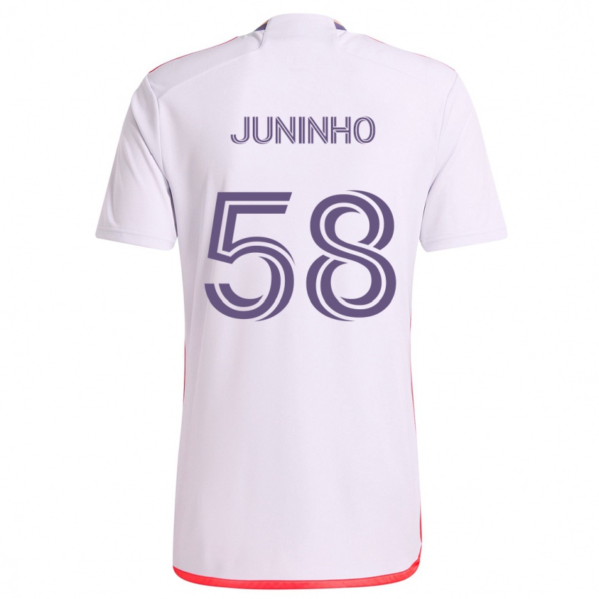 Niño Fútbol Camiseta Juninho #58 Blanco Rojo Púrpura 2ª Equipación 2024/25