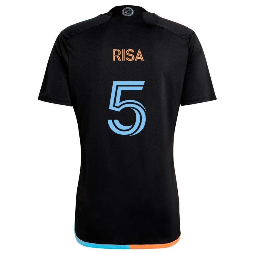 Niño Fútbol Camiseta Birk Risa #5 Negro Naranja Azul 2ª Equipación 2024/25