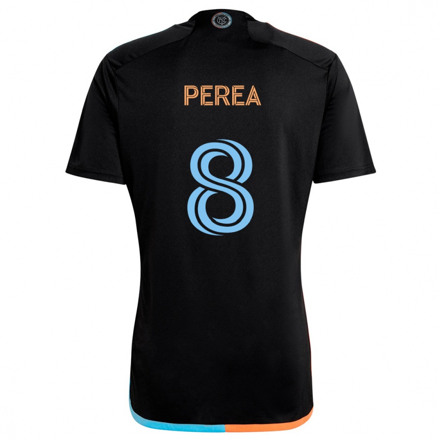 Niño Fútbol Camiseta Andrés Perea #8 Negro Naranja Azul 2ª Equipación 2024/25