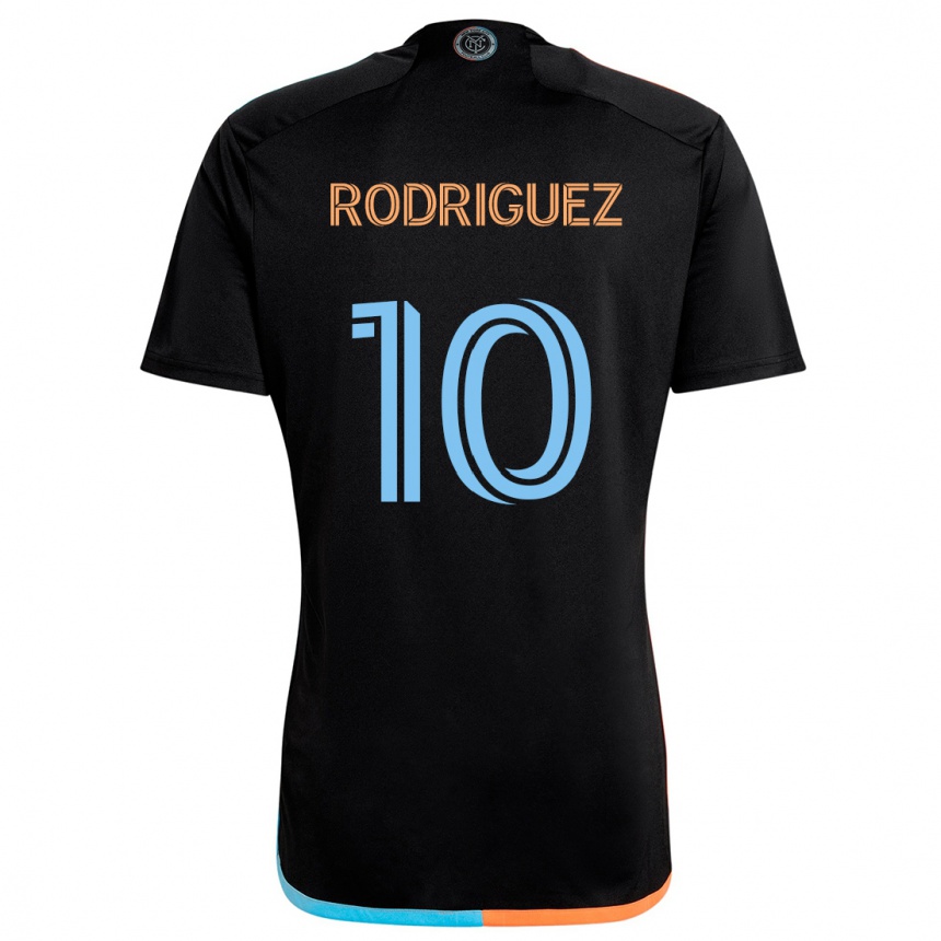 Niño Fútbol Camiseta Santiago Rodríguez #10 Negro Naranja Azul 2ª Equipación 2024/25