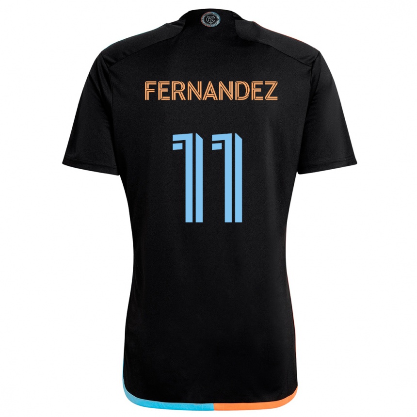 Niño Fútbol Camiseta Julián Fernández #11 Negro Naranja Azul 2ª Equipación 2024/25