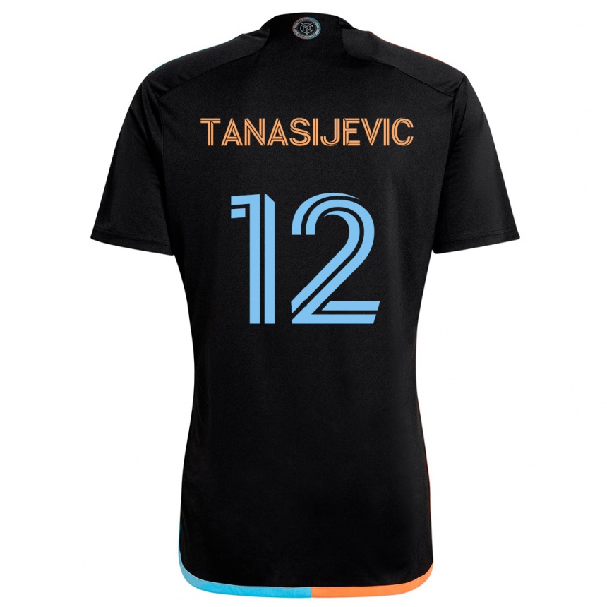 Niño Fútbol Camiseta Strahinja Tanasijevic #12 Negro Naranja Azul 2ª Equipación 2024/25