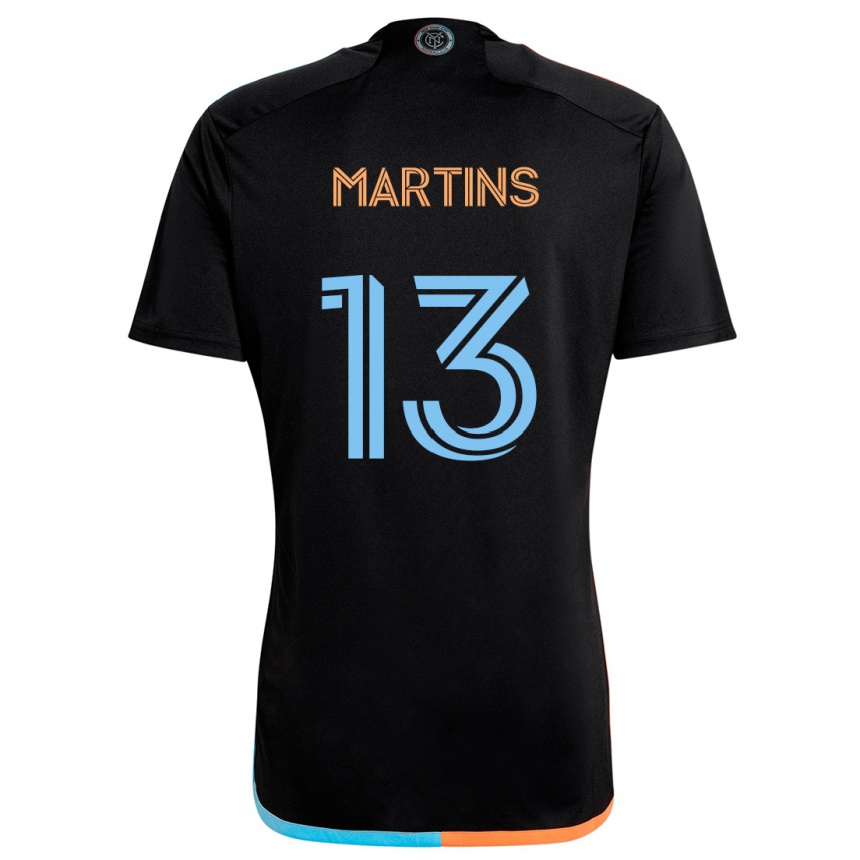 Niño Fútbol Camiseta Thiago Martins #13 Negro Naranja Azul 2ª Equipación 2024/25