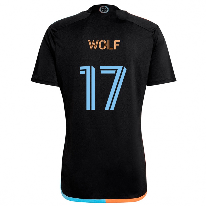 Niño Fútbol Camiseta Hannes Wolf #17 Negro Naranja Azul 2ª Equipación 2024/25