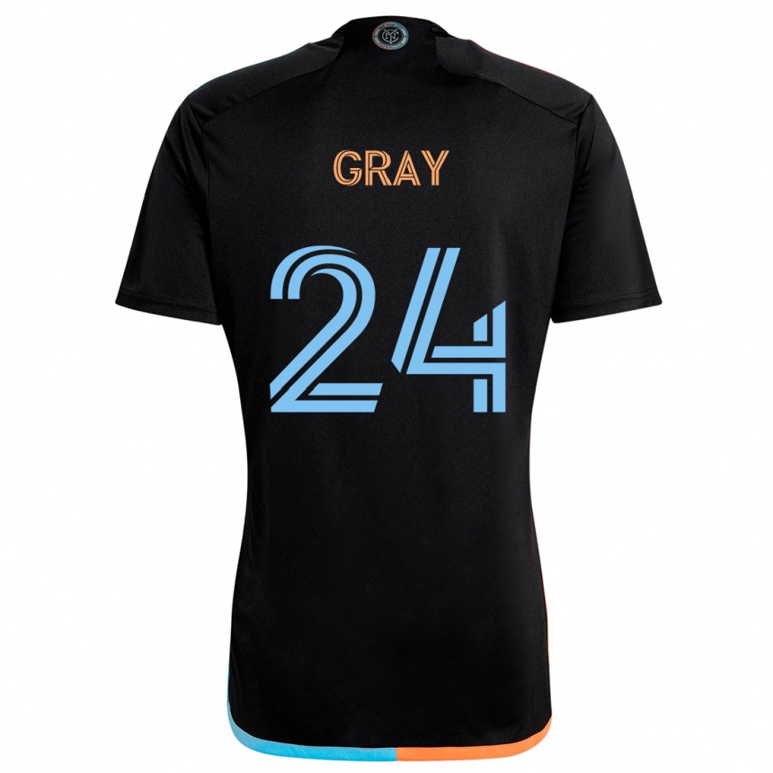 Niño Fútbol Camiseta Tayvon Gray #24 Negro Naranja Azul 2ª Equipación 2024/25