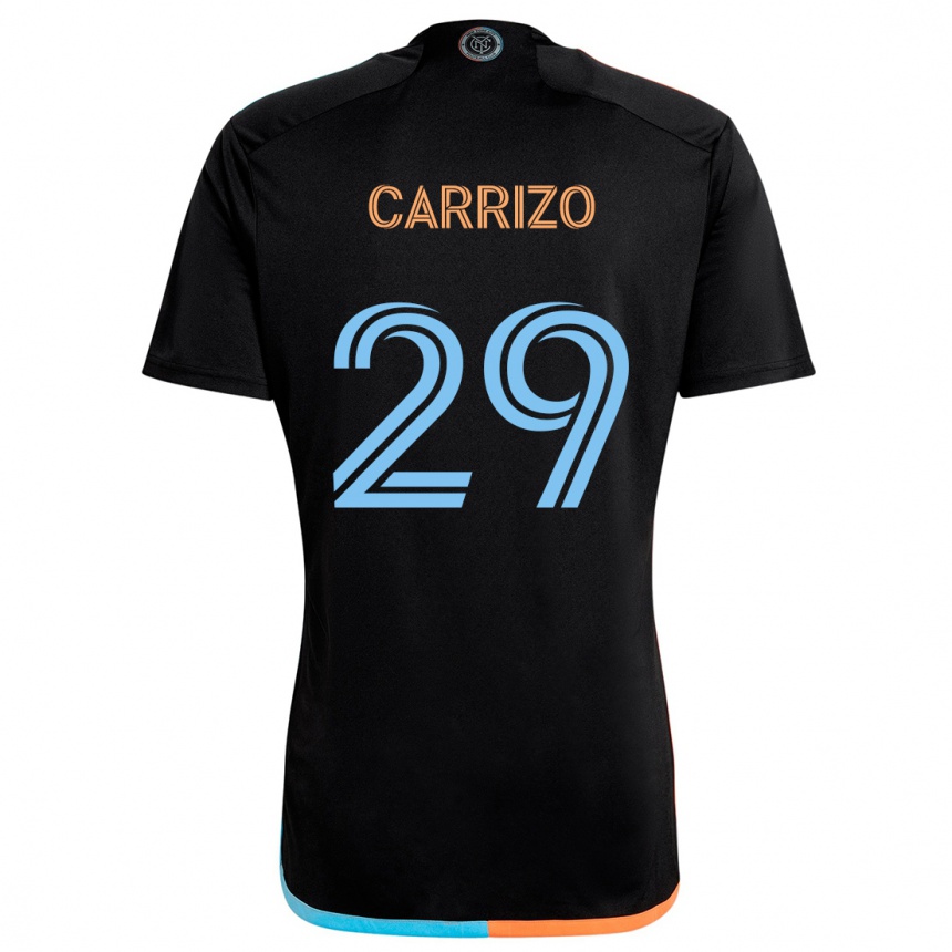 Niño Fútbol Camiseta Máximo Carrizo #29 Negro Naranja Azul 2ª Equipación 2024/25