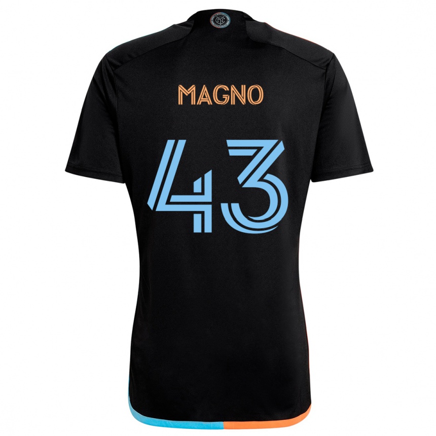 Niño Fútbol Camiseta Talles Magno #43 Negro Naranja Azul 2ª Equipación 2024/25