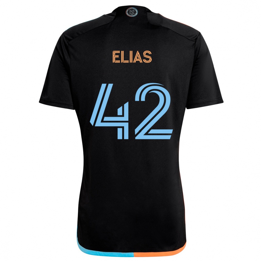 Niño Fútbol Camiseta Piero Elias #42 Negro Naranja Azul 2ª Equipación 2024/25