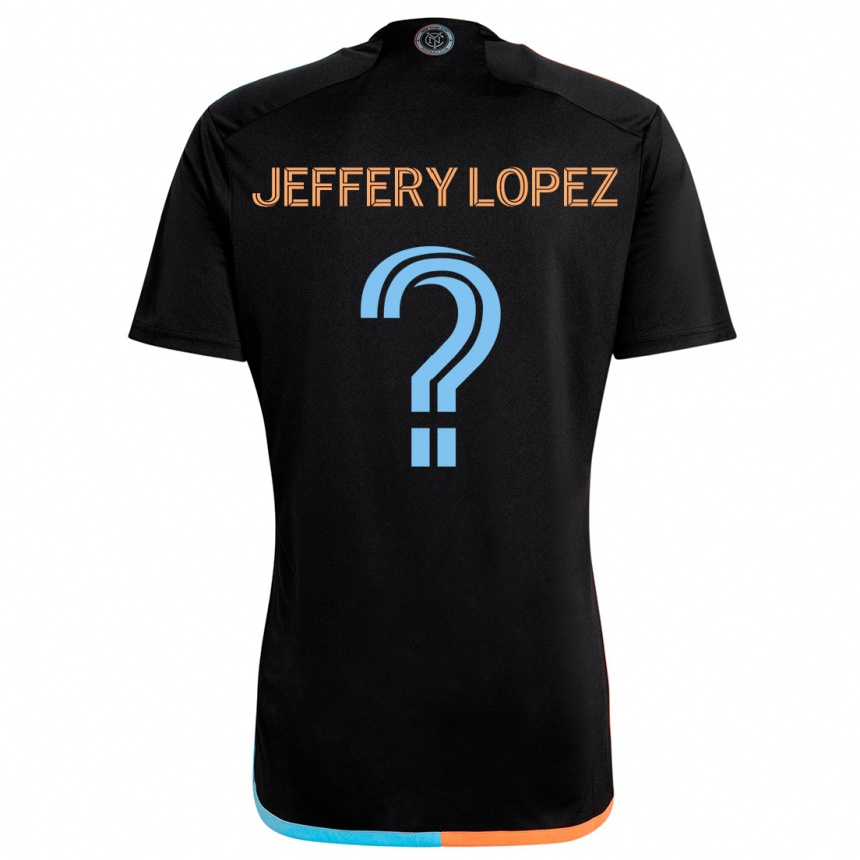 Niño Fútbol Camiseta Jeffery López #0 Negro Naranja Azul 2ª Equipación 2024/25