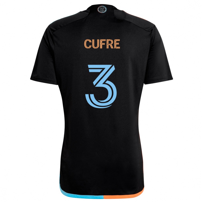 Niño Fútbol Camiseta Braian Cufré #3 Negro Naranja Azul 2ª Equipación 2024/25