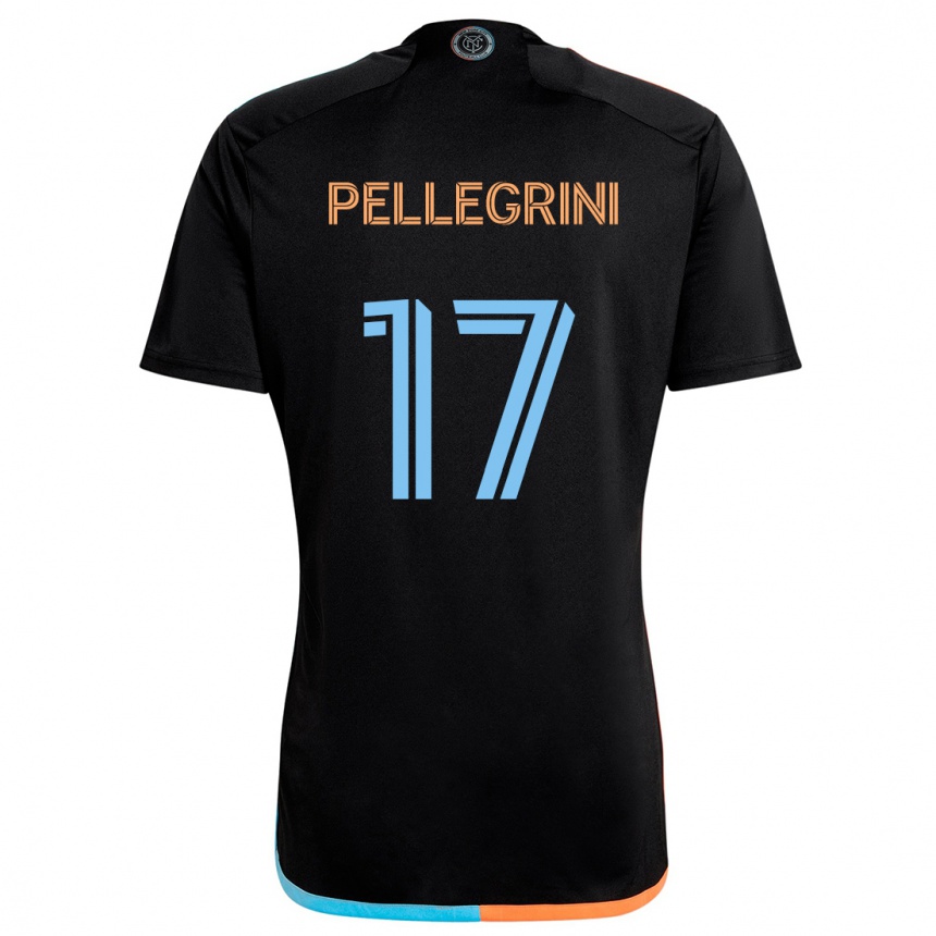 Niño Fútbol Camiseta Matías Pellegrini #17 Negro Naranja Azul 2ª Equipación 2024/25