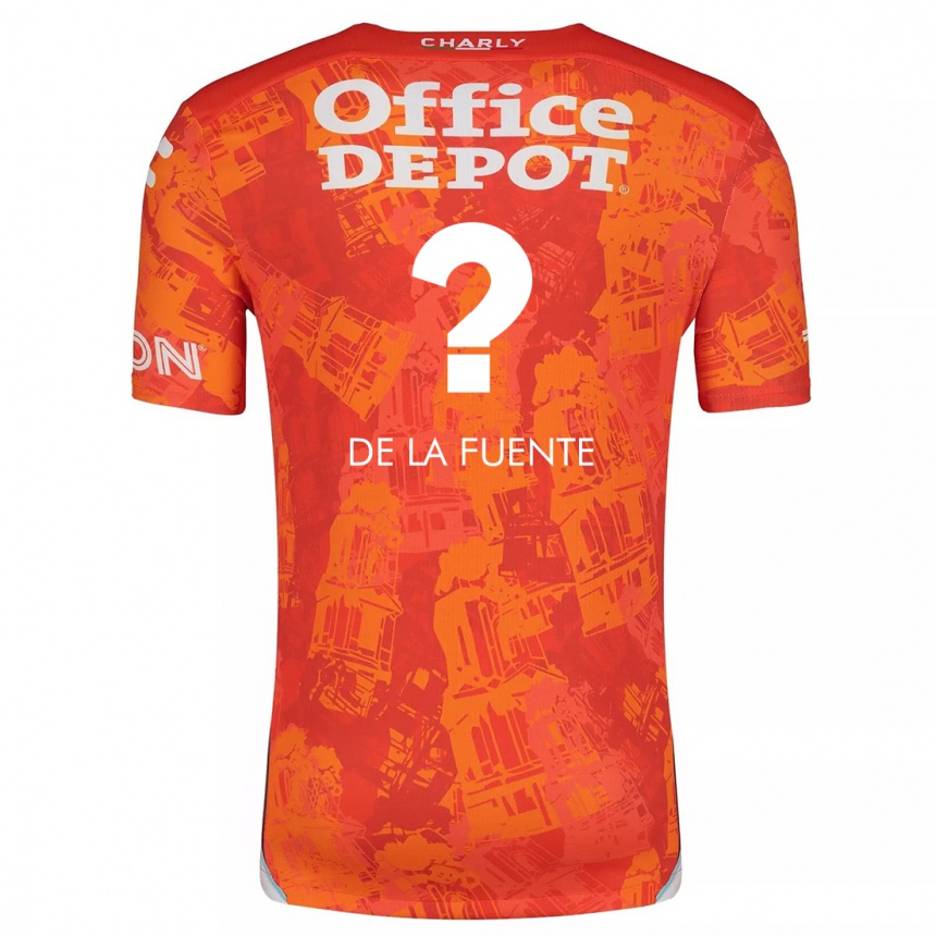 Niño Fútbol Camiseta Paulino De La Fuente #0 Naranja Blanco 2ª Equipación 2024/25