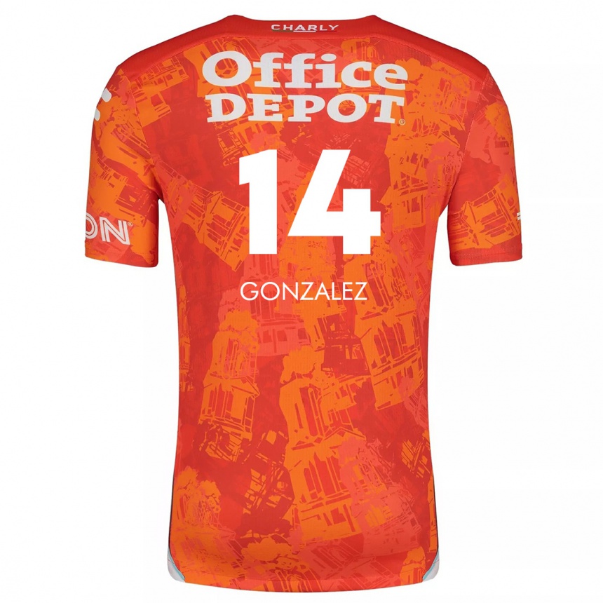 Niño Fútbol Camiseta Arturo González #14 Naranja Blanco 2ª Equipación 2024/25